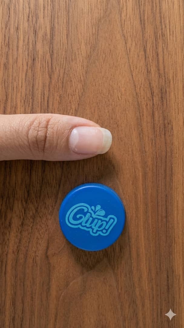 Ejemplo: foto del dedo junto a una tapa de refresco como referencia de tamaño